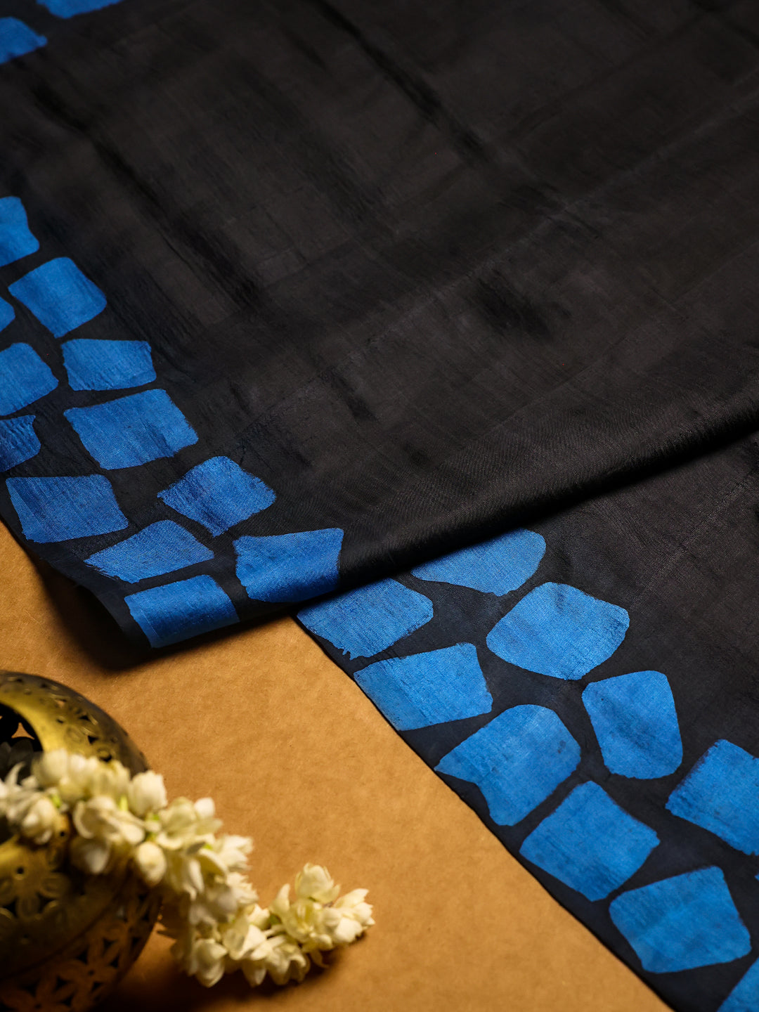 Black and Blue Tussar Saree - TPS014