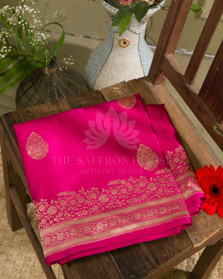 Pink Handwoven Kadwa Mashru Silk Banarasi Saree - B28