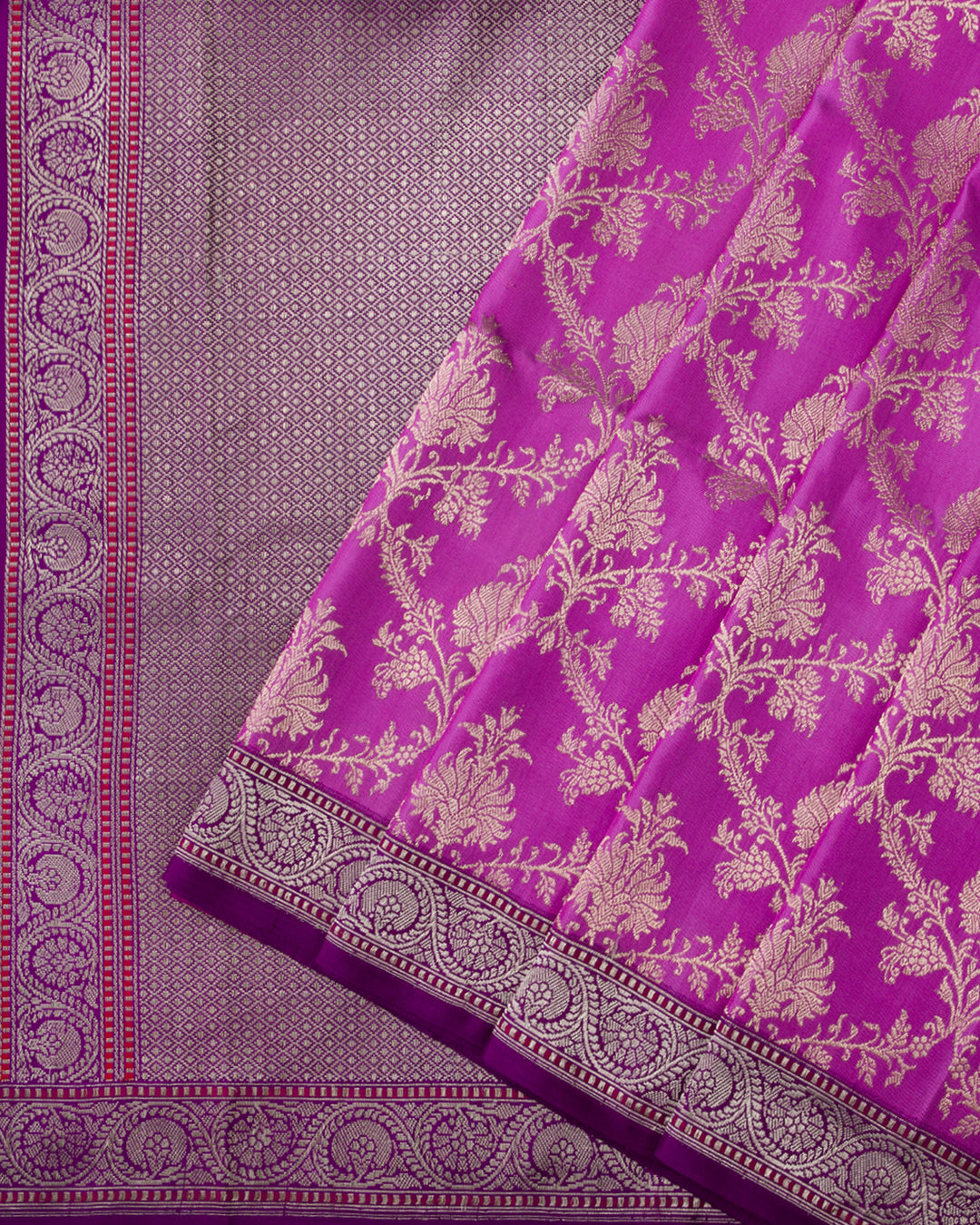 Magenta Handloom Pure Zari Banarasi Ektara Silk Saree - A58 - View 1