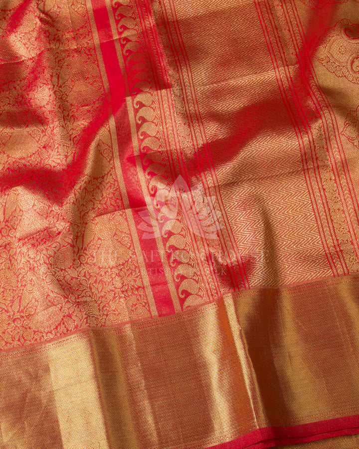 Red Pure Zari Kanchipuram Silk Saree - A22 - View 4