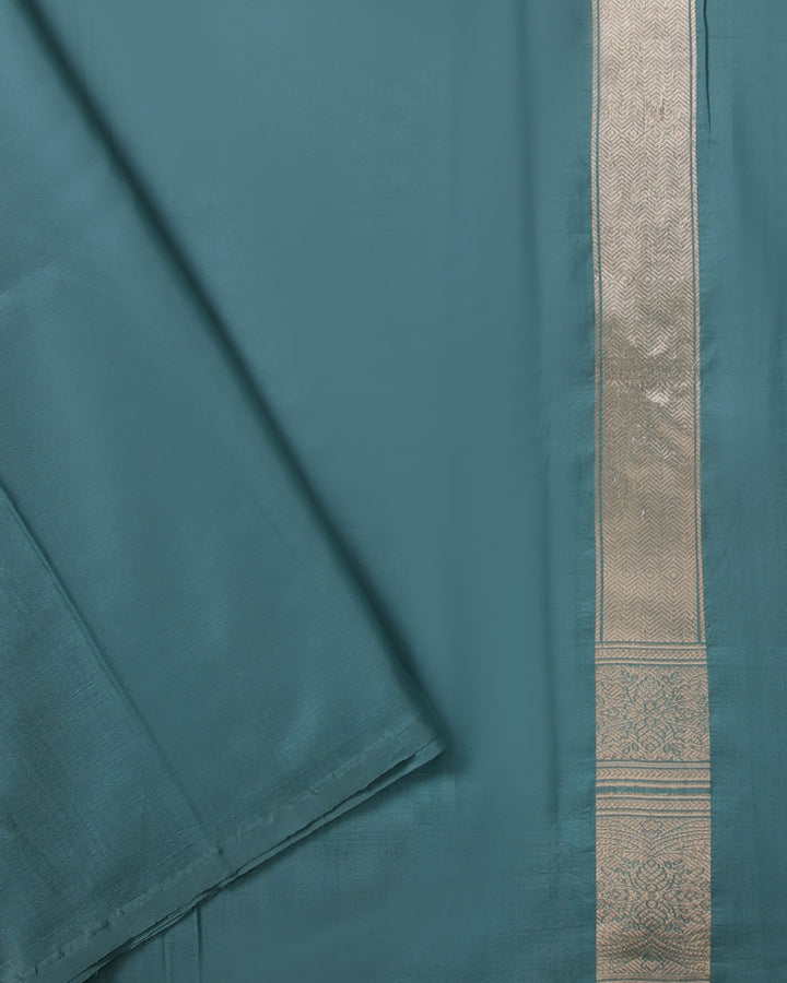 William Green Pure Zari  Kadwa Katan Silk Banarasi Saree with Gold Meenakari Border - A10