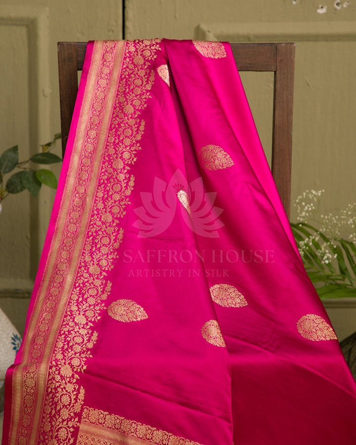 Pink Handwoven Kadwa Mashru Silk Banarasi Saree - B28 - View 4