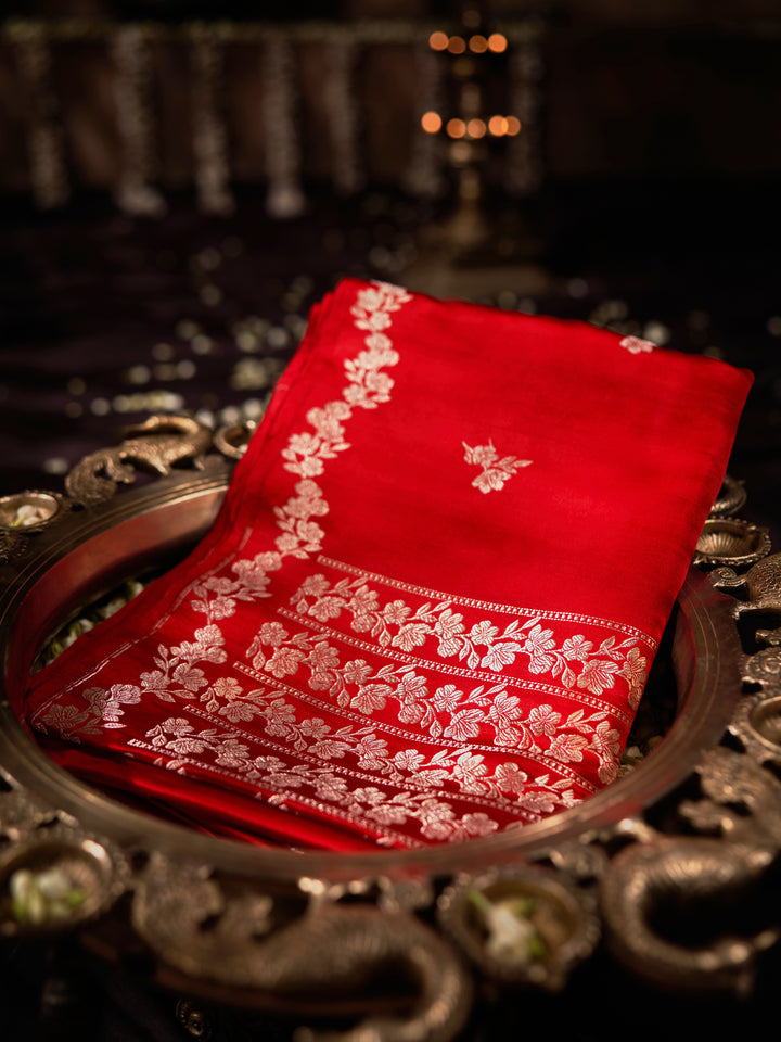 Rich Red Banarasi Saree  - D38