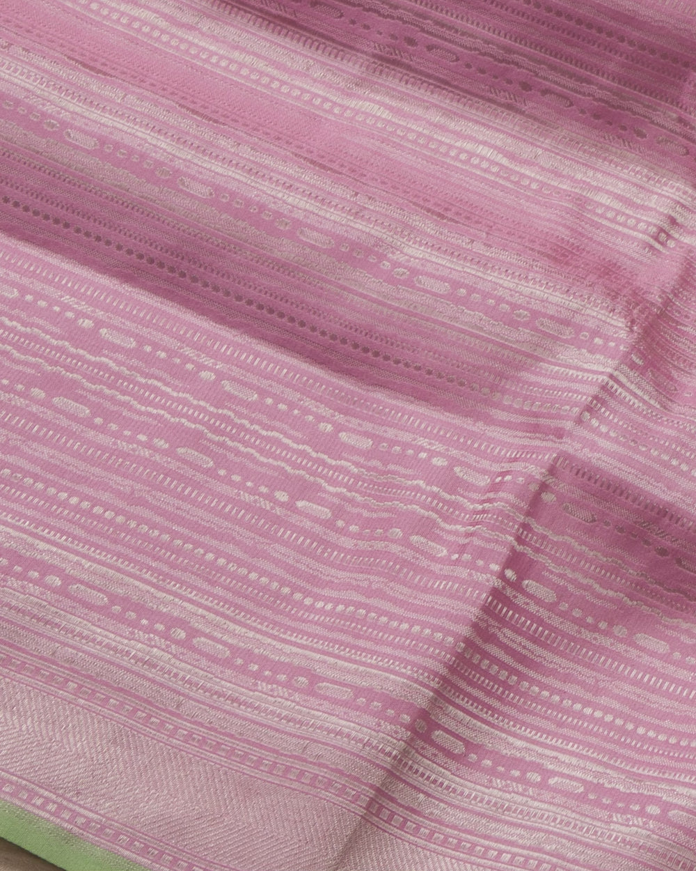 Rose Pink & Leaf Green Handloom Banarasi Kathan Silk Saree - A57 - View 1