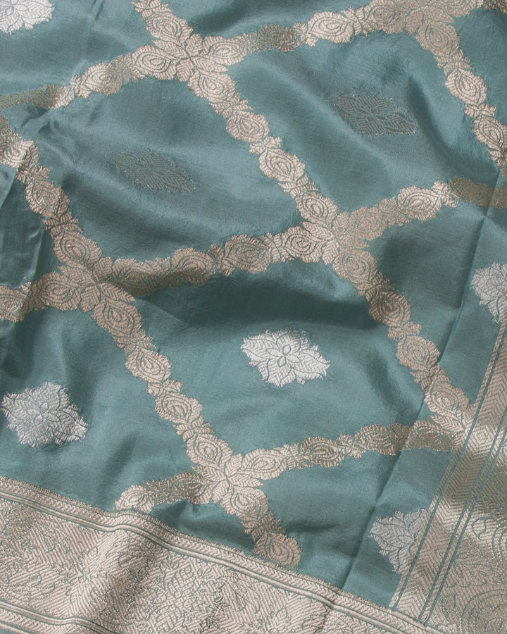 William Green Pure Zari  Kadwa Katan Silk Banarasi Saree with Gold Meenakari Border - A10