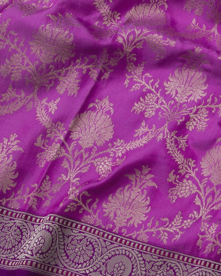 Magenta Handloom Pure Zari Banarasi Ektara Silk Saree - A58 - View 2